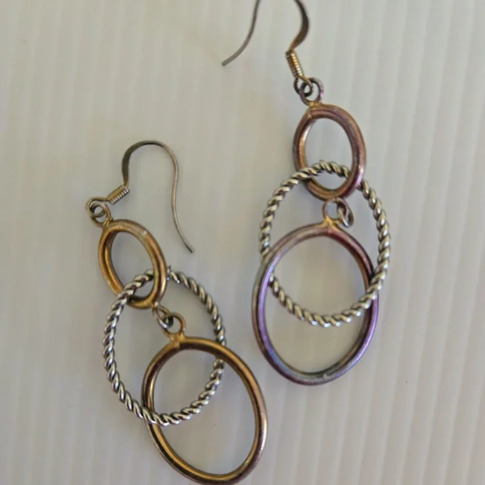Bundle of four sets artisan earrings in earthy‎ tones